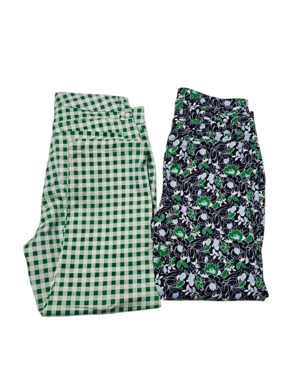 Charter Club Petite 10P Bristol Capri Jeans Floral And Check Print Bundle of 2
